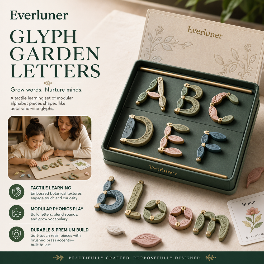 Everluner™ Glyph Garden Letters — Botanical Letter-Building Play Set
