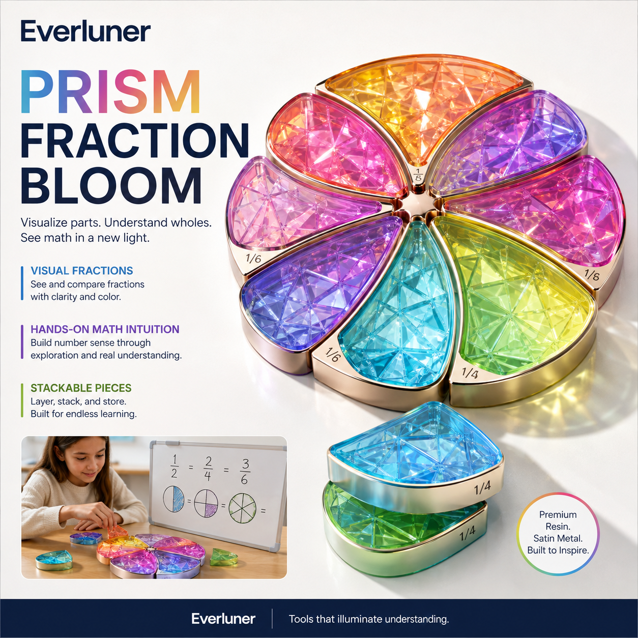 Everluner™ Prism Fraction Bloom — Color Petal Fraction Explorer