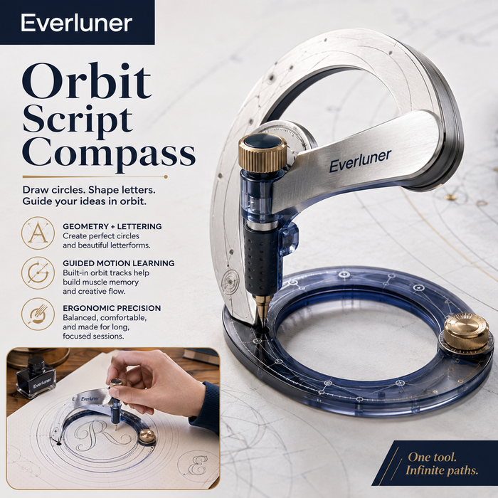 Everluner™ Orbit Script Compass — Guided Circular Drawing Instrument