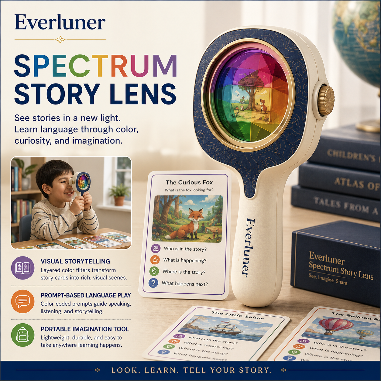 Everluner™ Spectrum Story Lens — Color-View Narrative Projector