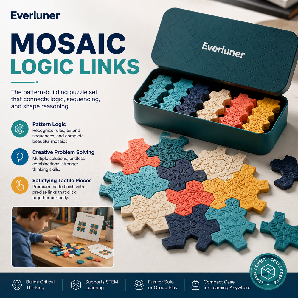 Everluner™ Mosaic Logic Links — Interlocking Pattern Challenge Set